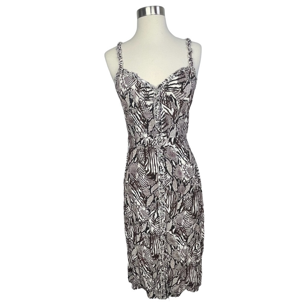 Aritzia Wilfred Heartthrob Sleeveless Snake Print Midi Dress In Giselle/Black 10